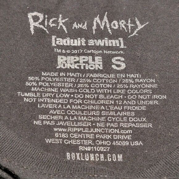 Rick And Morty Graphic Tee SS Black Space Ship - Size Small - Picture 4 of 4
